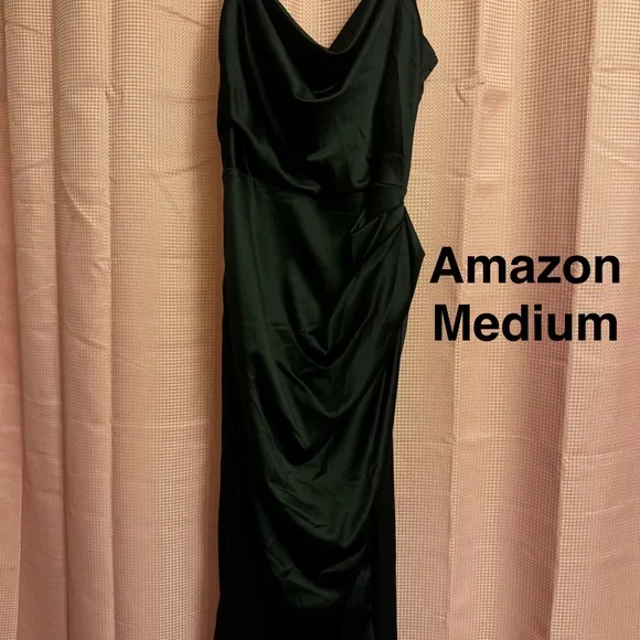 Amazon Black Midi Dress with Ruching - Picture 1 of 5